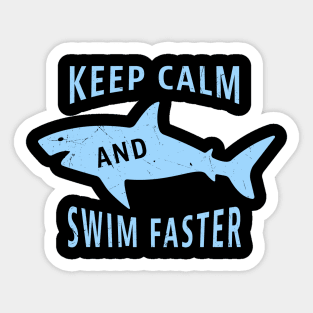 Swim Faster Funny Shark Swimming Gift Sticker